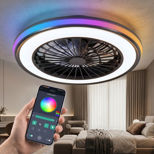 Black smart ceiling fan - black,