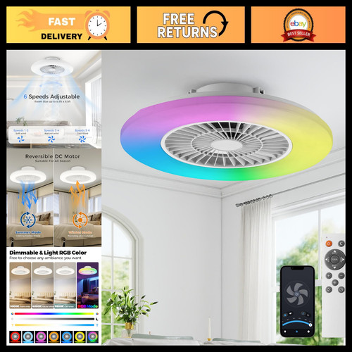 Rgb ceiling fan - 23.6", with